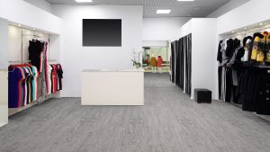 luxury and fashionable brand new interior of cloth store
